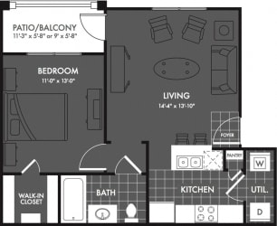 One Bed One Bath Floor Plan One Bed One Bath Floor Plan at Estates at Briggs Ranch, San Antonio