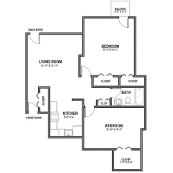 University Commons 2 BR 1 Bath Balcony FloorPlan University Commons 2 BR 1 Bath Balcony FloorPlan at University Commons, Pennsylvania