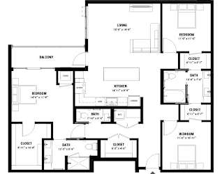 Floor Plan Three Bedroom 3-A