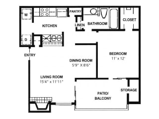 A5 Floor Plan at High Oaks, Austin, 78759