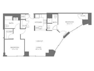 The Elliot Floor Plan | Residences at Manchester Place