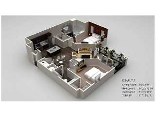 2 bed 2 bath Saxon Floor Plan at Village at Terra Bella Apartments, Land O' Lakes, Florida