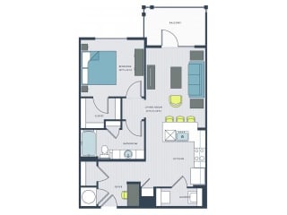 1 bed 1 bath Boyce Floor Plan at Wharf 7 Apartments, Charleston, SC 29492