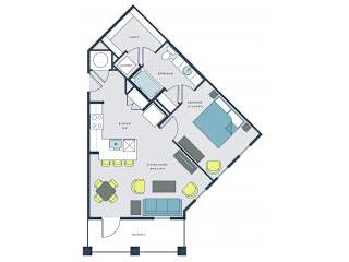 1 bed 1 bath Robbs Mill Floor Plan at Wharf 7 Apartments, South Carolina 29492