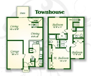 Floor Plan The Willow Townhouse w Gar