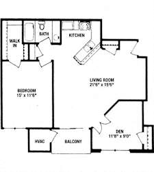 1 bedroom den 1 bath upper level unit