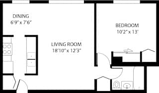 Sheridan Terrace One Bedroom Floor Plan
