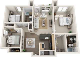 The Tropic Floor Plan at Harbour Breeze Apartments