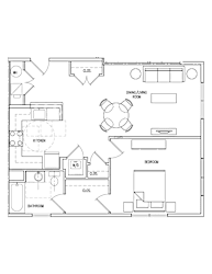 Floor Plan 1 Bedroom 1 Bath