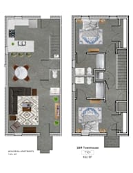 Floor Plan 2 Bedroom Townhome