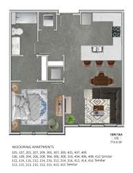 Floor Plan 1 Bedroom Apartment