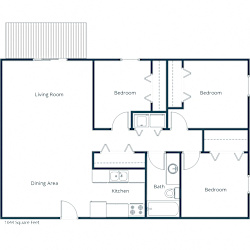Chestnut Ridge Apartments | Three Bedroom Floor Plan