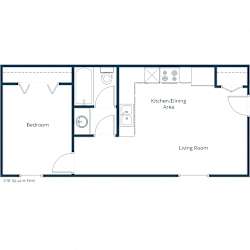 Hannifin Apartments | One Bedroom Floor Plan