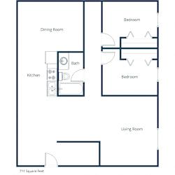 Hannifin Apartments | Two Bedroom Floor Plan