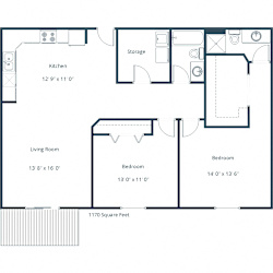 Stonebridge Apartments | Two Bedroom Two Bath Floor Plan
