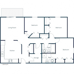 Stonebridge Apartments | Three Bedroom Floor Plan B