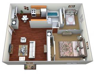 2 Bed 2 Bath Floor Plan View at Covington Place Apartments, St Cloud, Minnesota