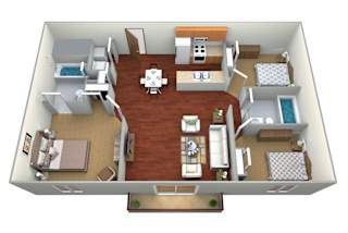 3 Bed 2 Bath Floor Plan at Courtyard Apartments on Belsly Apartments, Minnesota, 56560