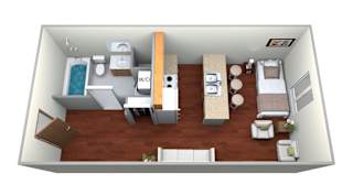 Studio 1 bath A at Courtyard Apartments on Belsly Apartments, Moorhead