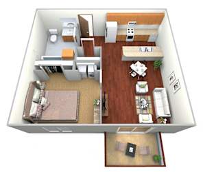 1 Bed 1 Bath Floor Plan View at Keeneland Village Apartments, Minnesota