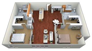 2 Bed 2 Bath Floor Plan View at Keeneland Village Apartments, Sartell, MN, 55377