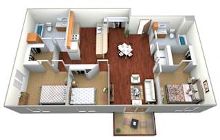 3 Bed 2 Bath Floor Plan View at Keeneland Village Apartments, Sartell, MN
