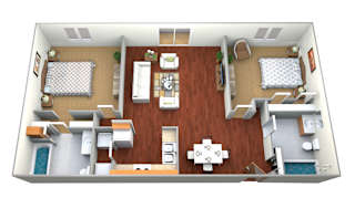 2 Bed 2 Bath Floor Plan at Waterstone Apartments, Moorhead