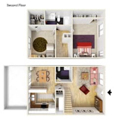 Floor Plan 2 BR, 1.5 BA - Town House
