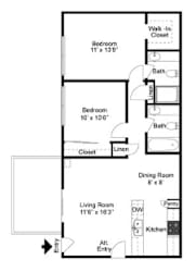 Floor Plan 2 BR, 2 BA
