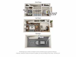 2 bedroom floorplan with garage