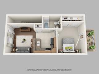 Floor Plan 1 Bedroom Townhome with Drive Under Garage
