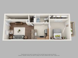 Floor Plan 1 Bedroom Townhome with Drive Under Garage