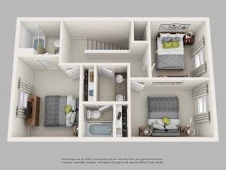 Floor Plan 3 Bedroom Townhome with Drive Under Garage