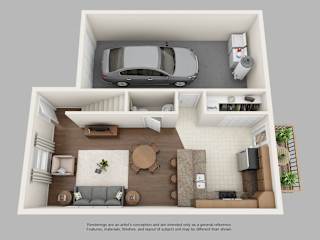 Floor Plan 2 Bedroom Townhome with Main Level Garage