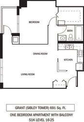 Galtier Towers Apartments in Lowertown, St. Paul, MN 1 Bedroom 1 Bath Apartment