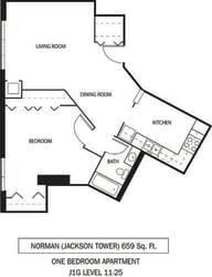 Galtier Towers Apartments in Lowertown, St. Paul, MN 1 Bedroom 1 Bath Apartment