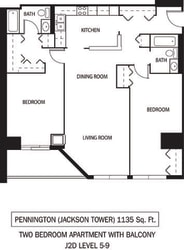 Galtier Towers Apartments in Lowertown, St. Paul, MN 2 Bedroom 2 Bath Apartment