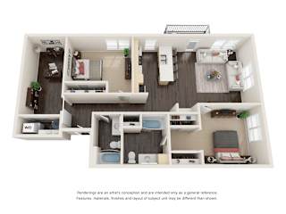 Floor Plan Two Bedroom Two Bath W/Den