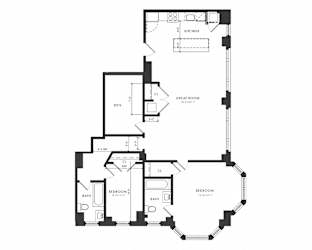 Floor Plan Residence B - 2 Bedroom + Den