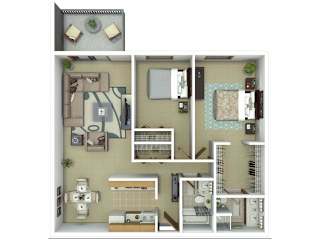 Floor Plan 2 Bedroom 2 Bath