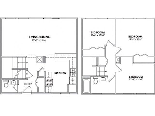 Floor Plan Three Bedroom-Townhouse