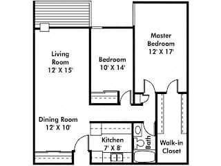 Floor Plan 2 Bed 1 Bath