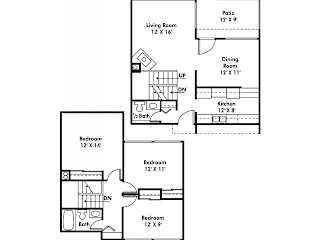 Floor Plan 3 BR Townhome with Washer and Dryer