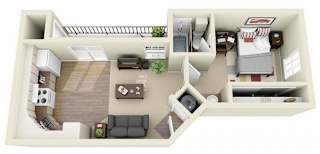 Floor Plan 1 BEDROOM 1 BATH STUDIO 440 SQ. FT.