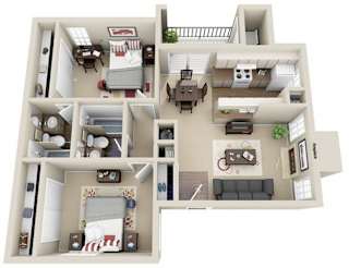Floor Plan 2 BEDROOM 2 BATH 840 SQ. FT.