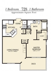 Floor Plan 1 Bedroom 1 Bath