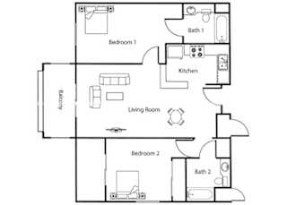 Floor Plan 2 Bed  2 Bath