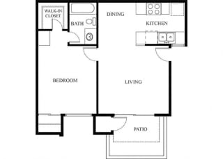 1 Bedroom 1 Bathroom Floor Plan 1 1 Bedroom 1 Bathroom Floor Plan 1 at Knollwood Meadows Apartments, California