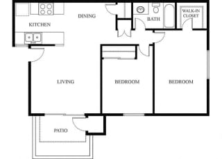 Plan 3 2 Bedroom 1 Bathroom Floor Plan Plan 3 2 Bedroom 1 Bathroom Floor Plan at Knollwood Meadows Apartments, Santa Maria, CA, 93455