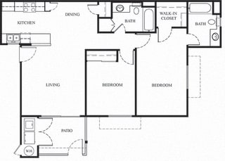 Plan 5 2 Bedroom 2 Bathroom Floor Plan Plan 5 2 Bedroom 2 Bathroom Floor Plan at Knollwood Meadows Apartments, Santa Maria, 93455